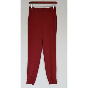 Aritzia Babaton Atelier Burgundy Red Size 00 Trouser Elastic Cuff Work Pant $148